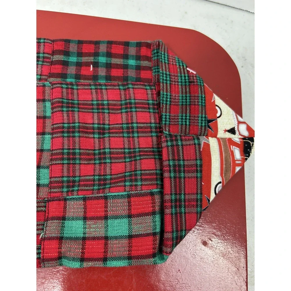 Small Table Runner & Tree Cookie Cutter Christmas Plaid Truck Santa Van Wagon